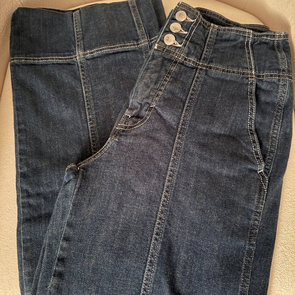 Pilcro 3 Button Dark Denim Trouser Jeans from Anthropologie Size 27